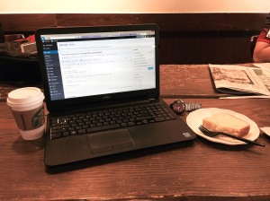 My Dell 3531 laptop pulling it's weight at Starbucks